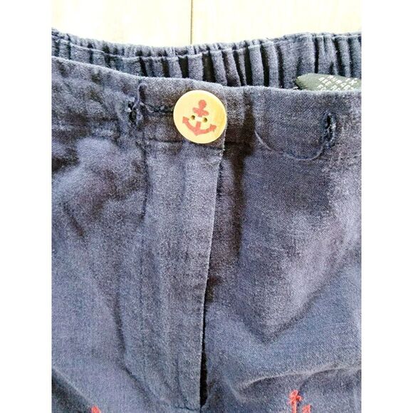 3 Hearts 1X Pants Wide Leg Linen Blend Navy Blue Zip Button Pckts Vintage Crop - Picture 4 of 6